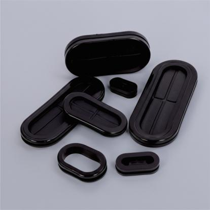 Fente Ovale PVC Grommets / Cable Bushings (21 Tailles · Forme ovale · PVC · Noir)