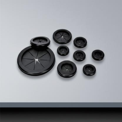 Double-Sided Pattern Rubber Grommets / Cable Bushings (13 Sizes · Φ14–72mm · Black)